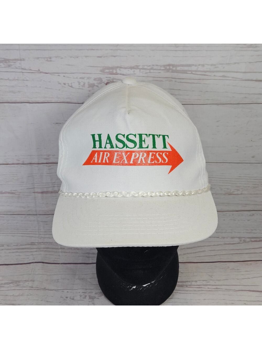 VTG Air Express Snapback Hat Mens Adjustable White Vintage Rope Trim ami Hassett